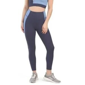 WILO THE LABEL Leggings Womens Small Blue Color Block Ribbed Athletic
